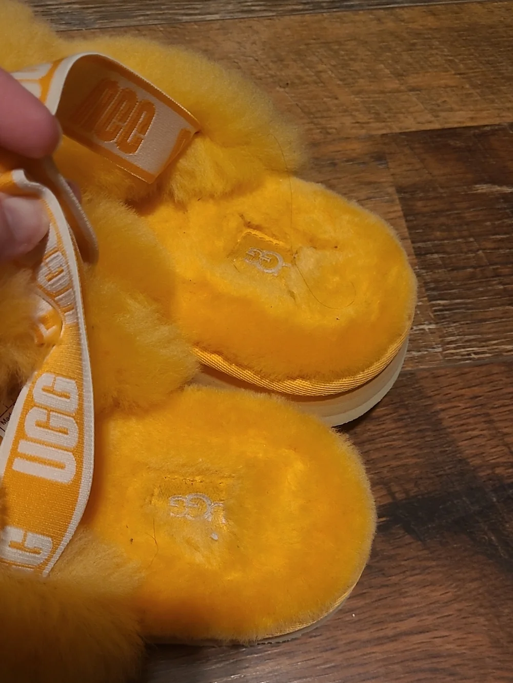 UGG Orange Funkette Shearling Slide Sandals